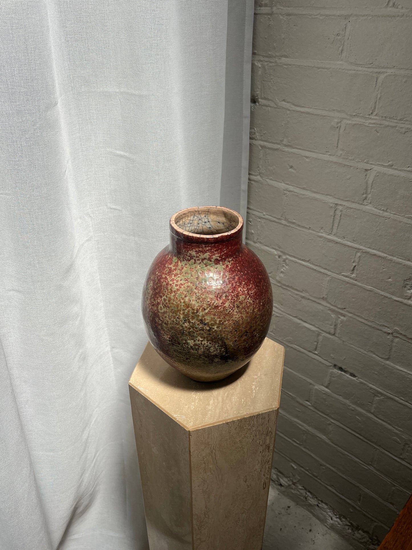 FRENCH BURGUNDY GLAZE CERAMIC VASE
