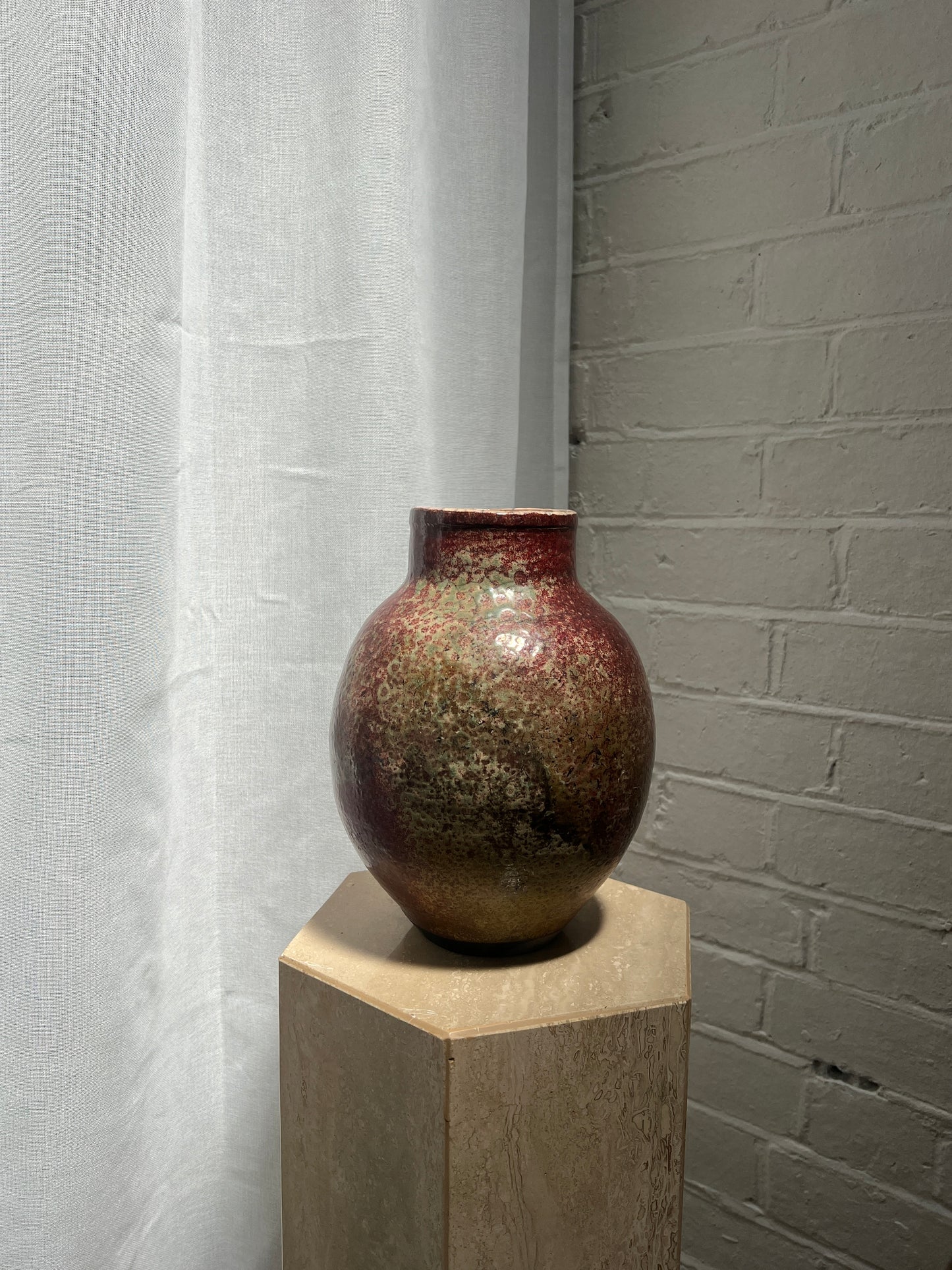 FRENCH BURGUNDY GLAZE CERAMIC VASE