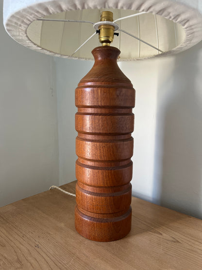 TURNED WOODEN LAMP WITH DOME SHADE