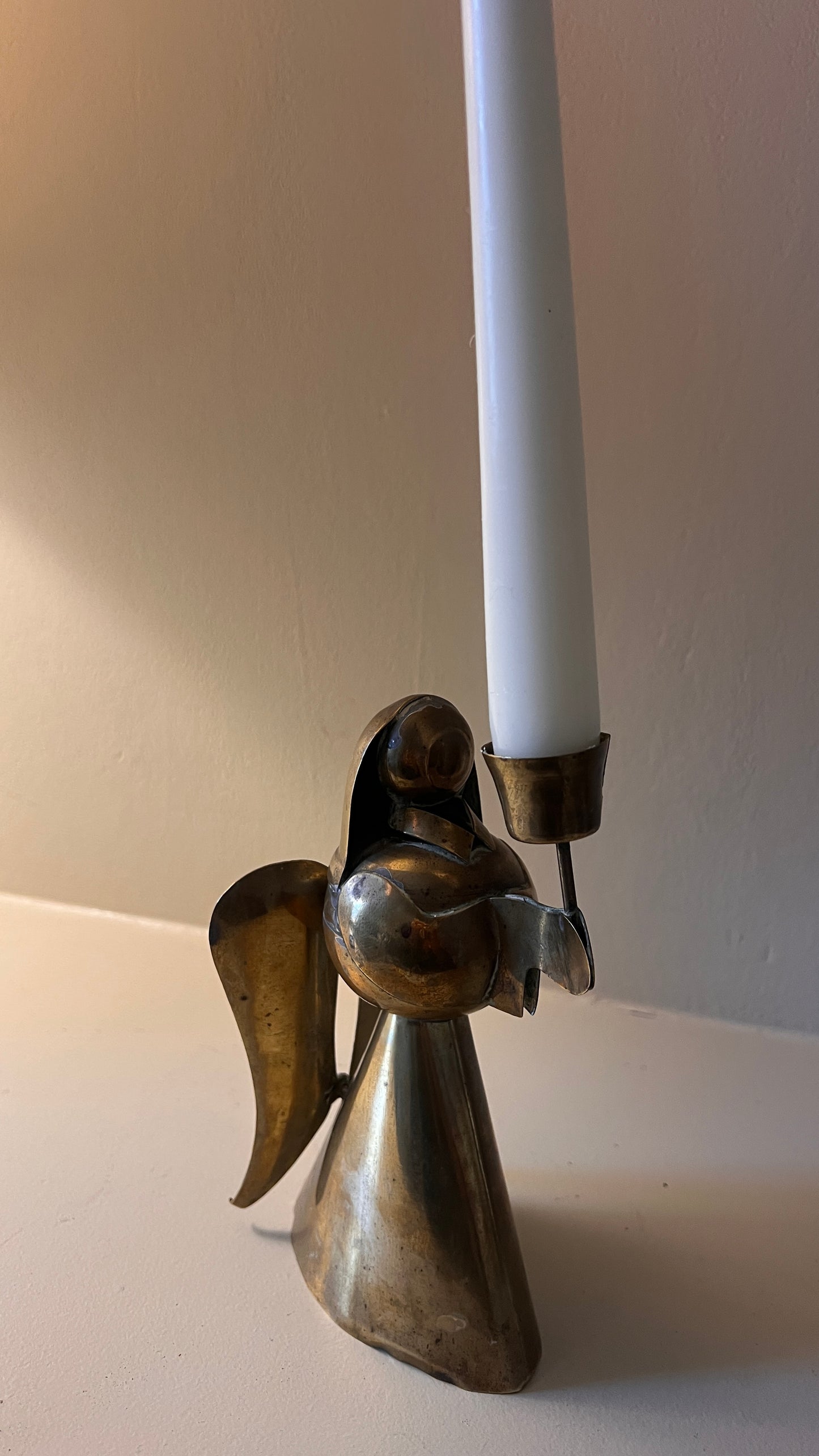 LARGE BRASS ANGEL CANDLE HOLDER