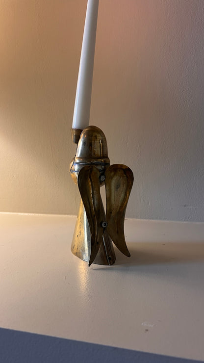 LARGE BRASS ANGEL CANDLE HOLDER