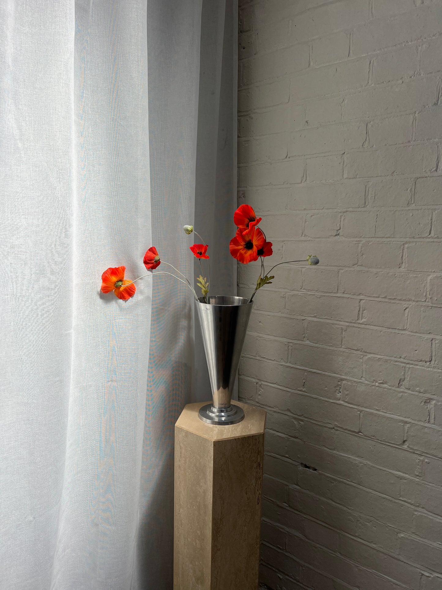 TALL CHROME STEPPED VASE