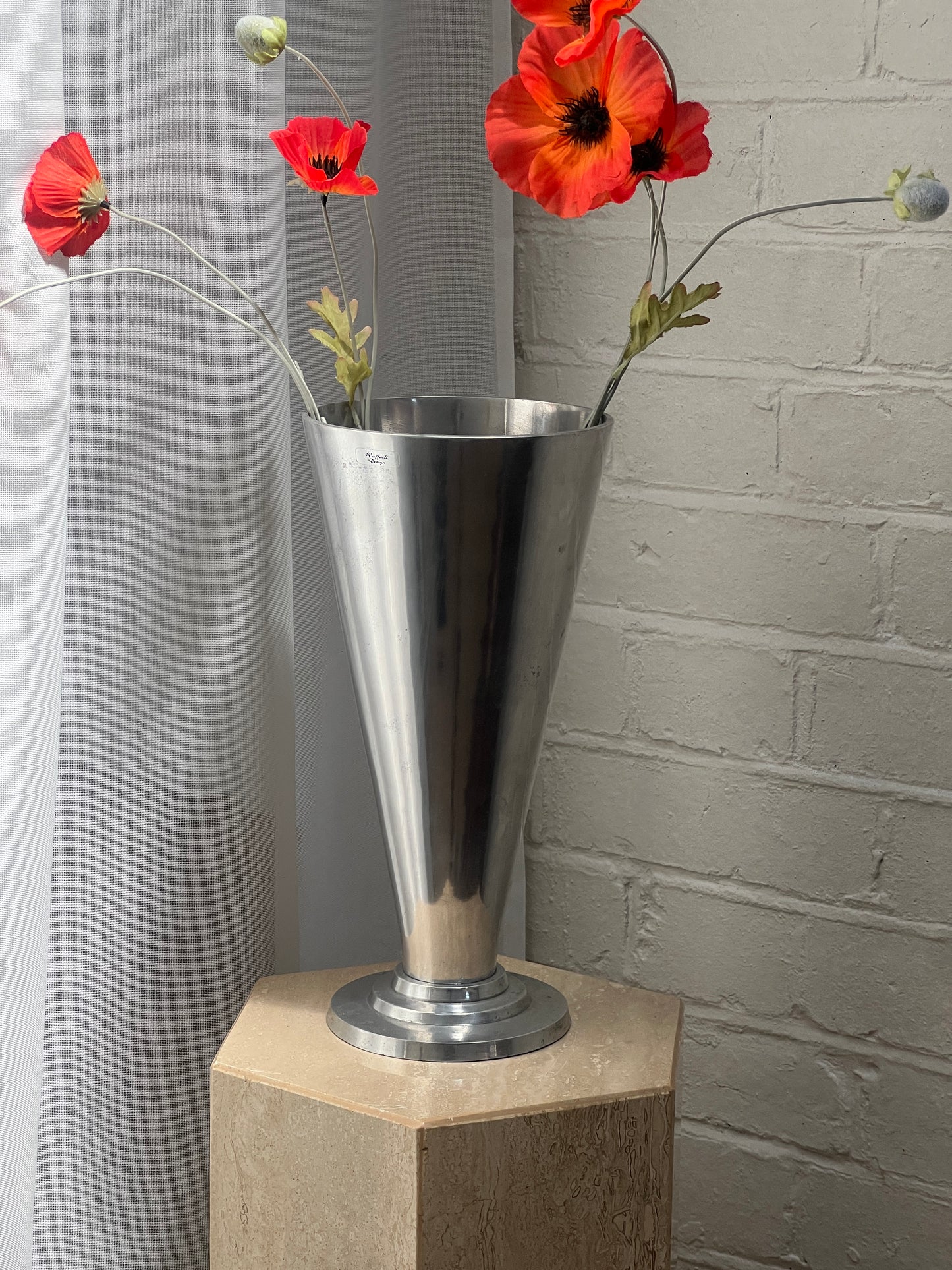 TALL CHROME STEPPED VASE