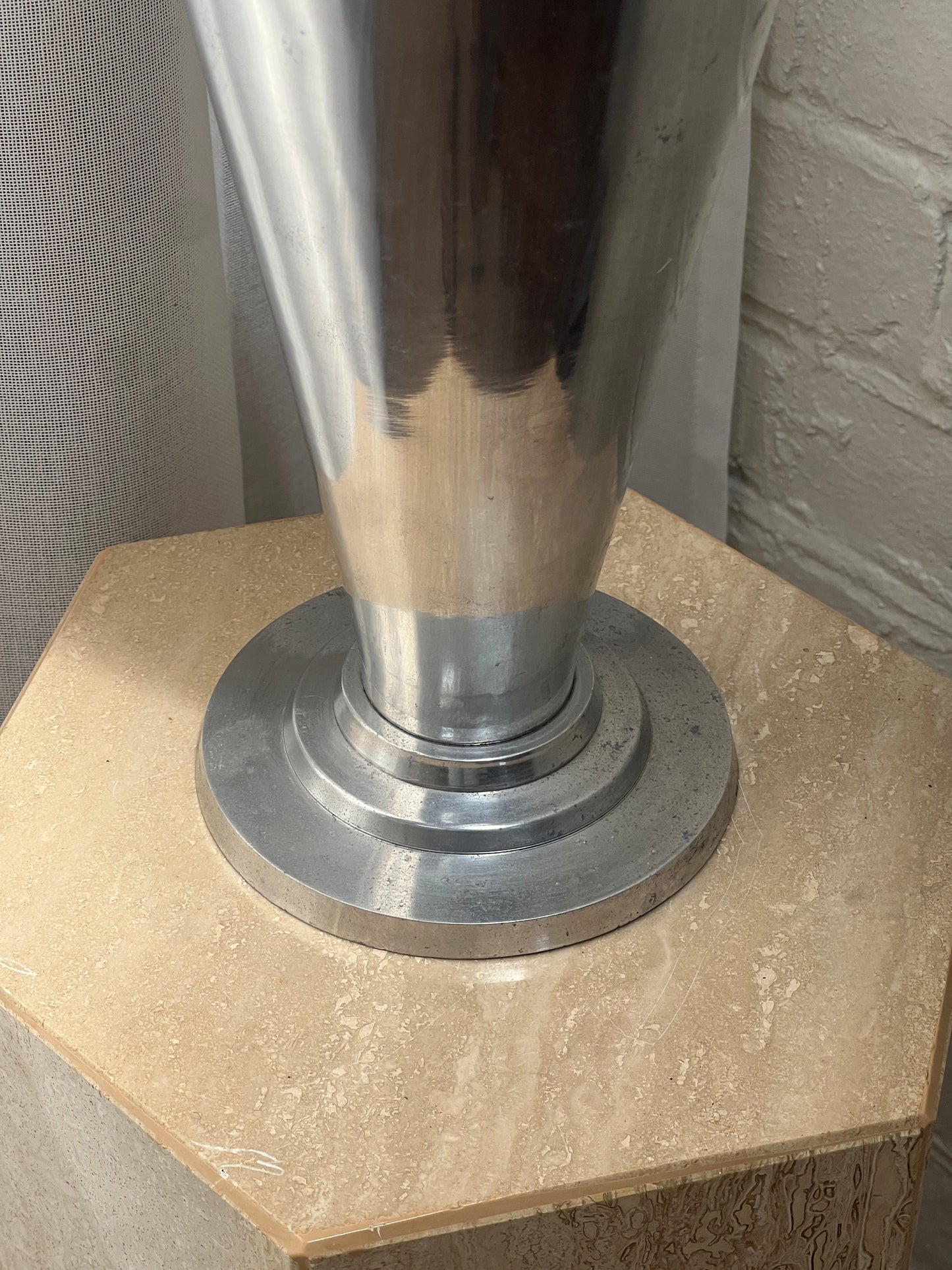 TALL CHROME STEPPED VASE
