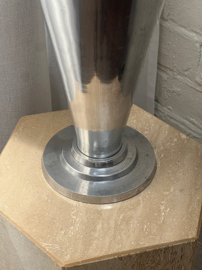 TALL CHROME STEPPED VASE