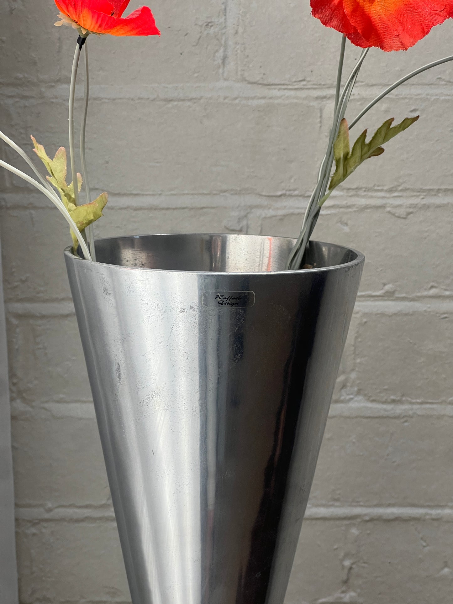 TALL CHROME STEPPED VASE