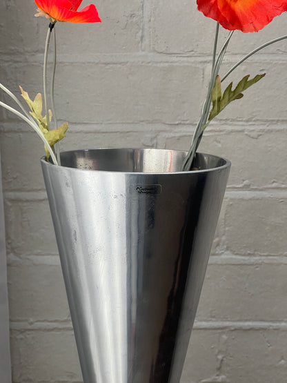 TALL CHROME STEPPED VASE