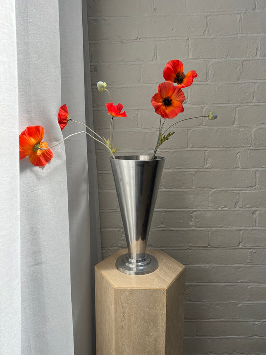 TALL CHROME STEPPED VASE