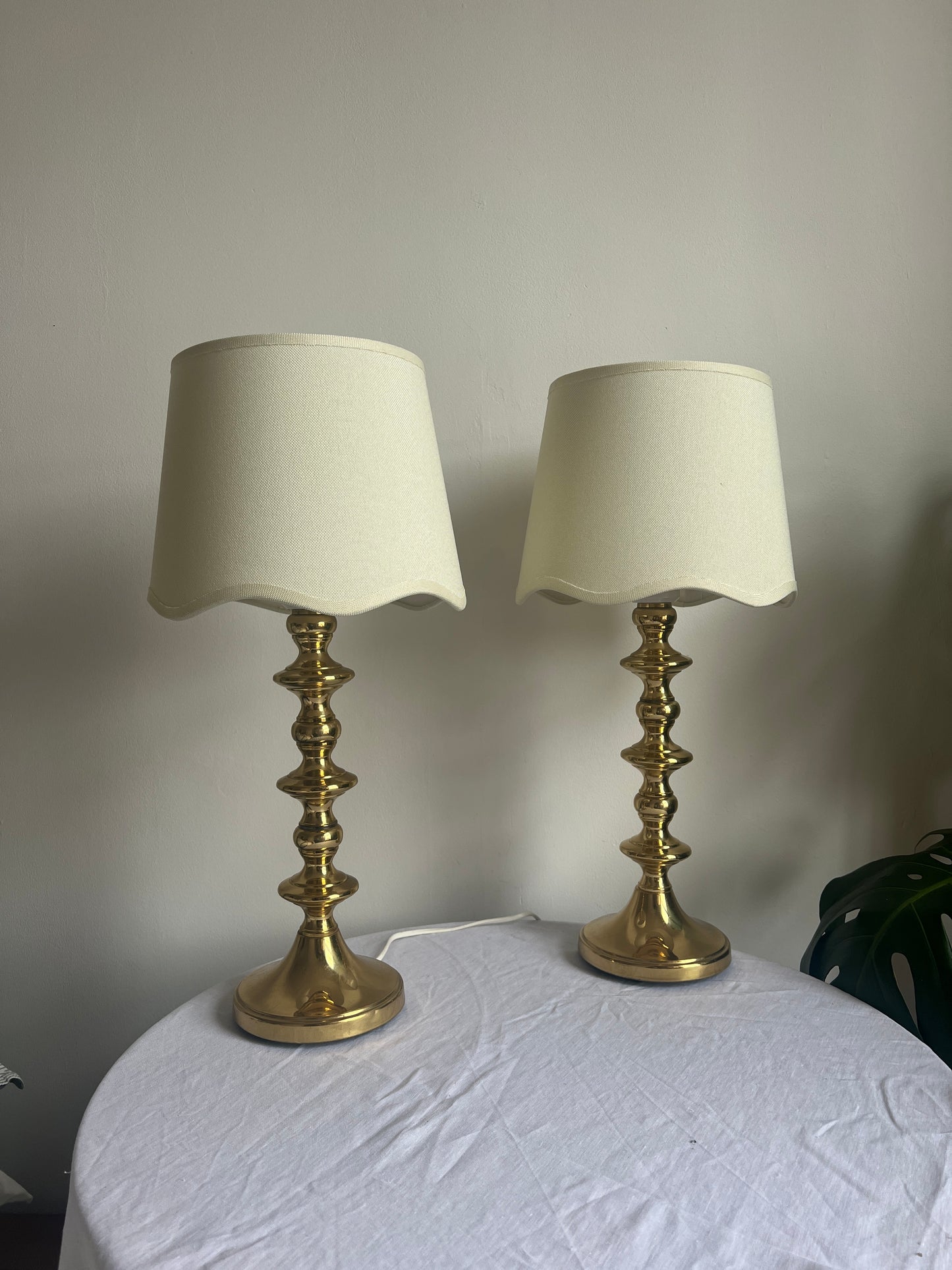 Pair of Mid Century Swedish brass matching table lamps