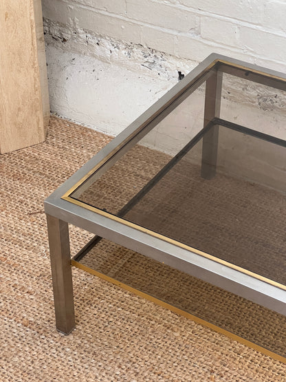 70S CHROME & BRASS COFFEE TABLE