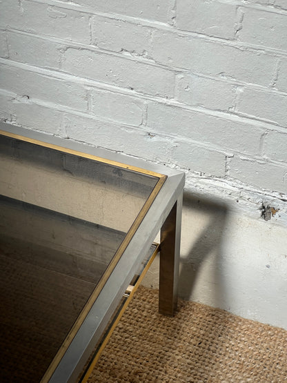 70S CHROME & BRASS COFFEE TABLE