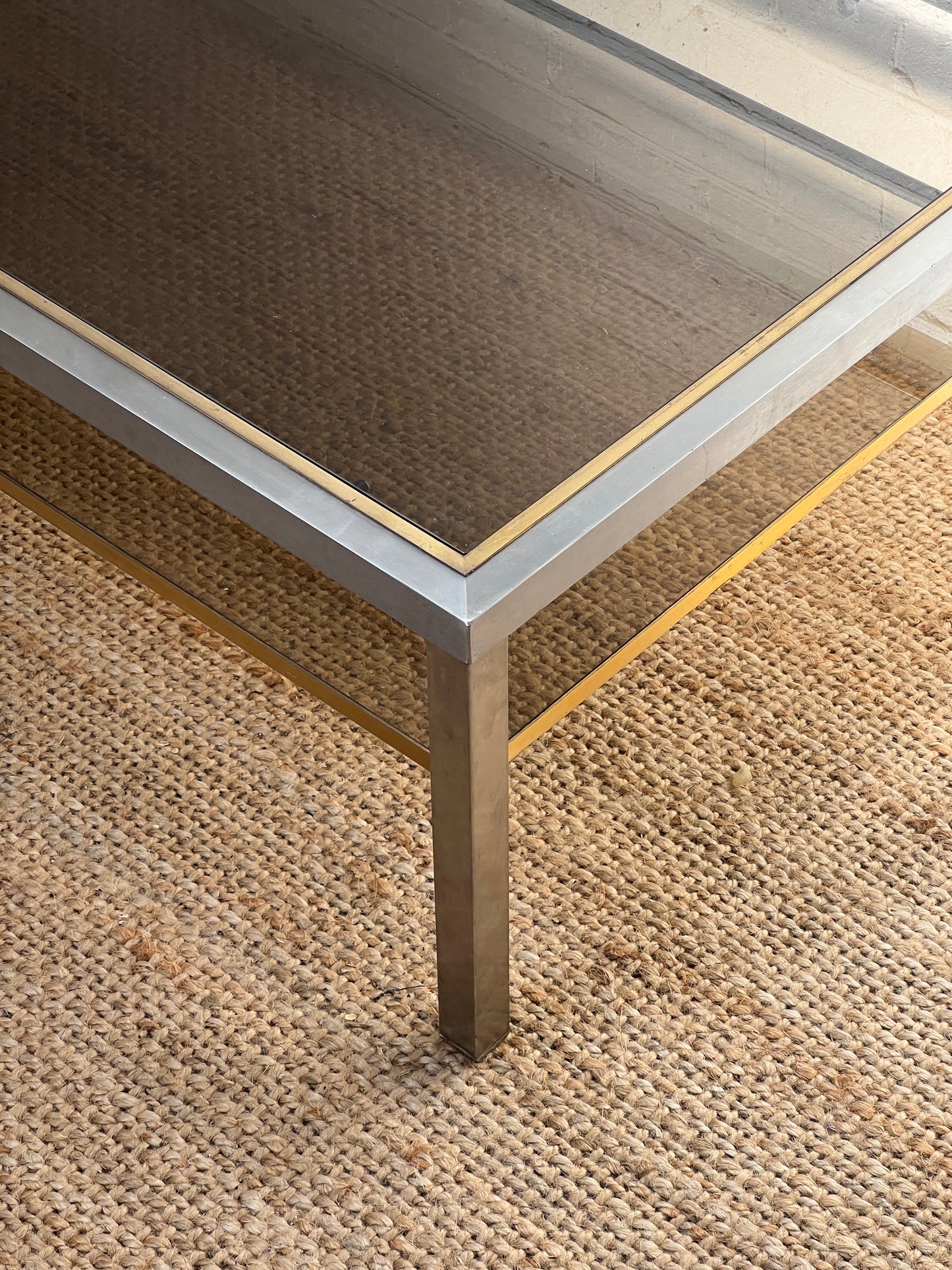 70S CHROME & BRASS COFFEE TABLE