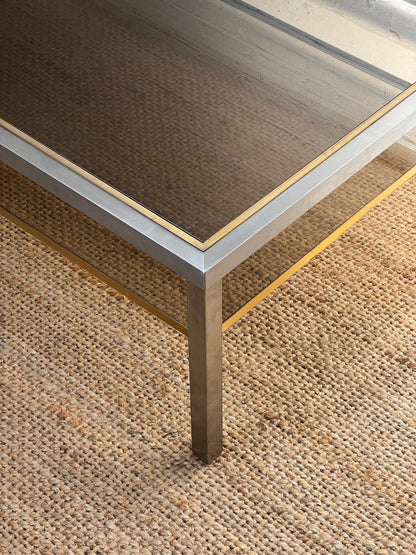 70S CHROME & BRASS COFFEE TABLE