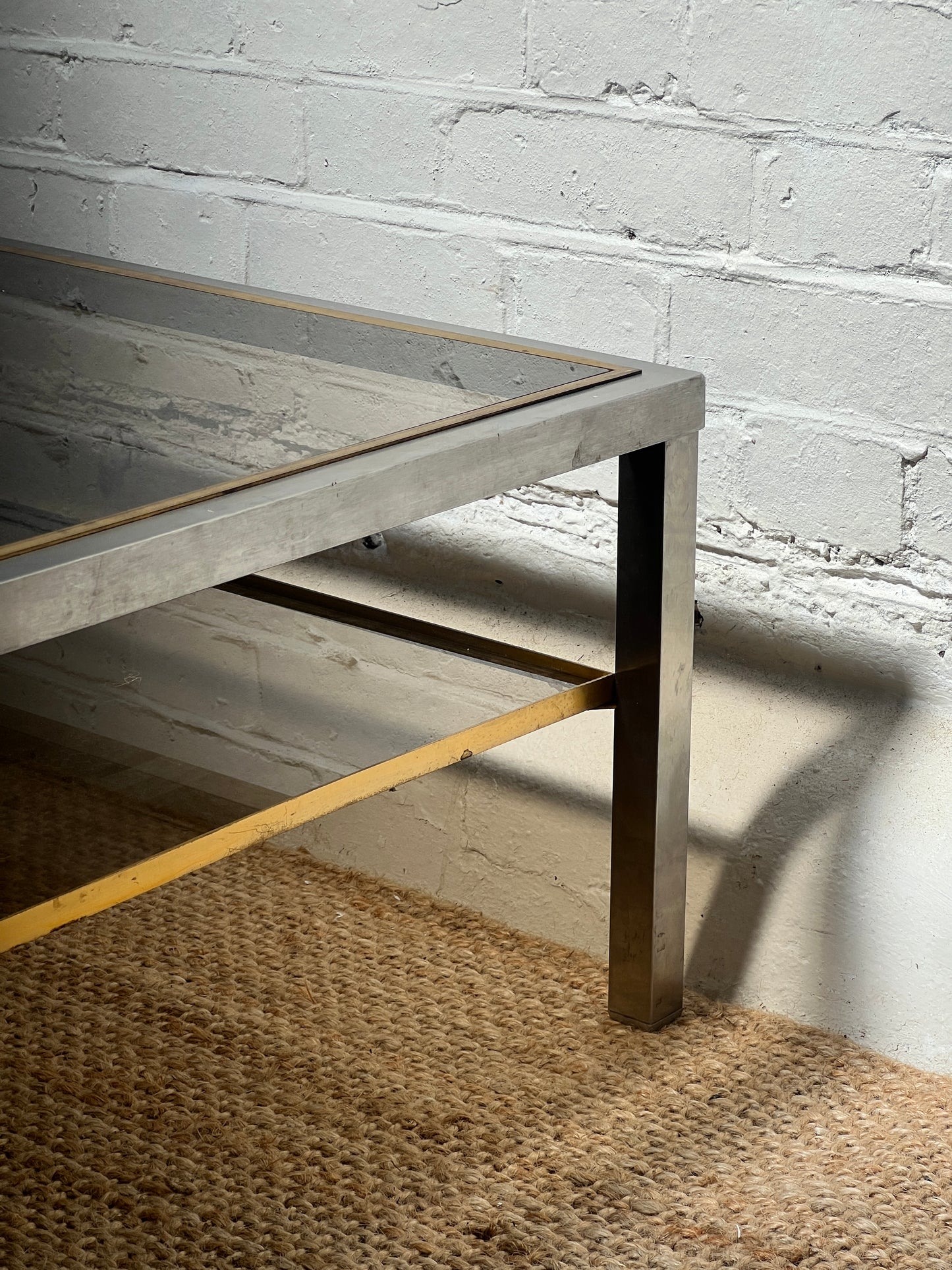 70S CHROME & BRASS COFFEE TABLE