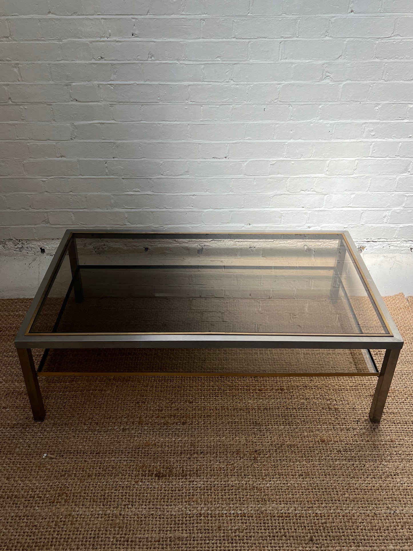 70S CHROME & BRASS COFFEE TABLE