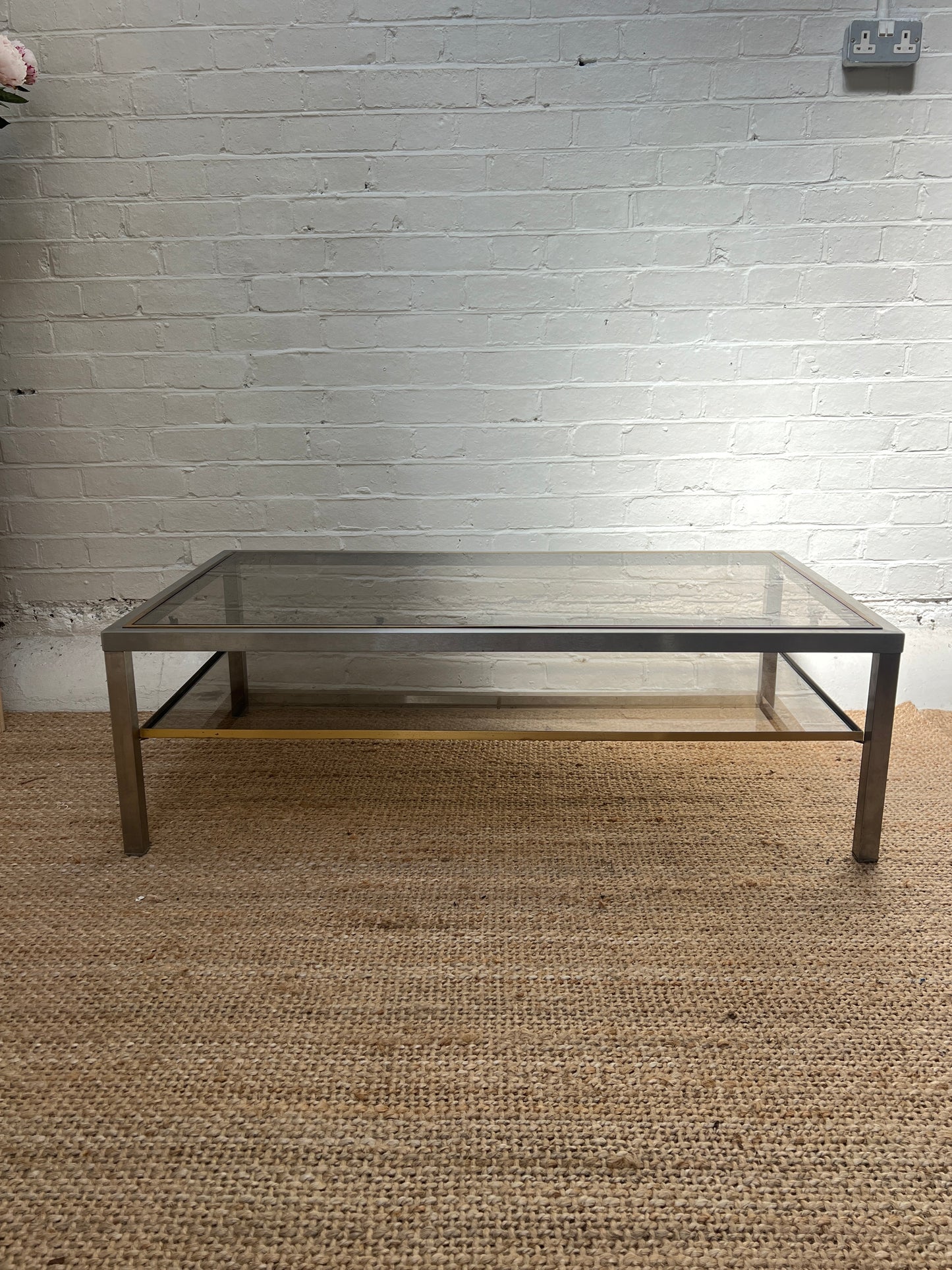 70S CHROME & BRASS COFFEE TABLE