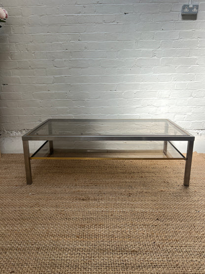 70S CHROME & BRASS COFFEE TABLE