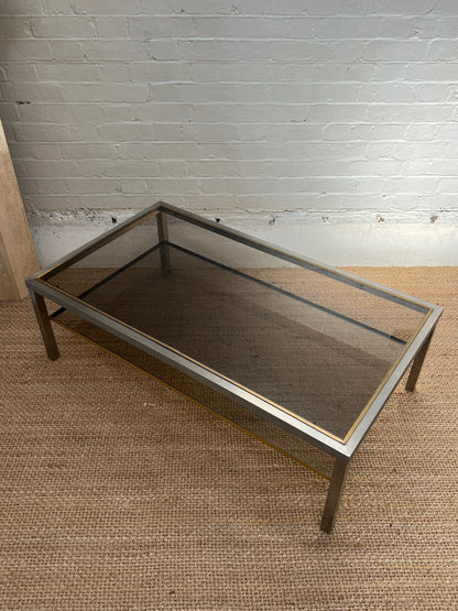 70S CHROME & BRASS COFFEE TABLE
