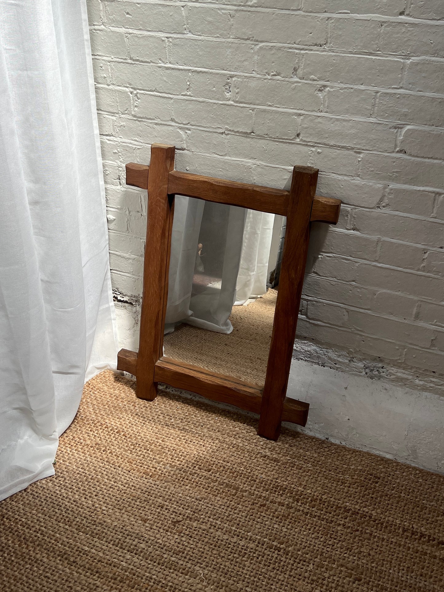 LIGHT CARVED WOODEN MIRROR