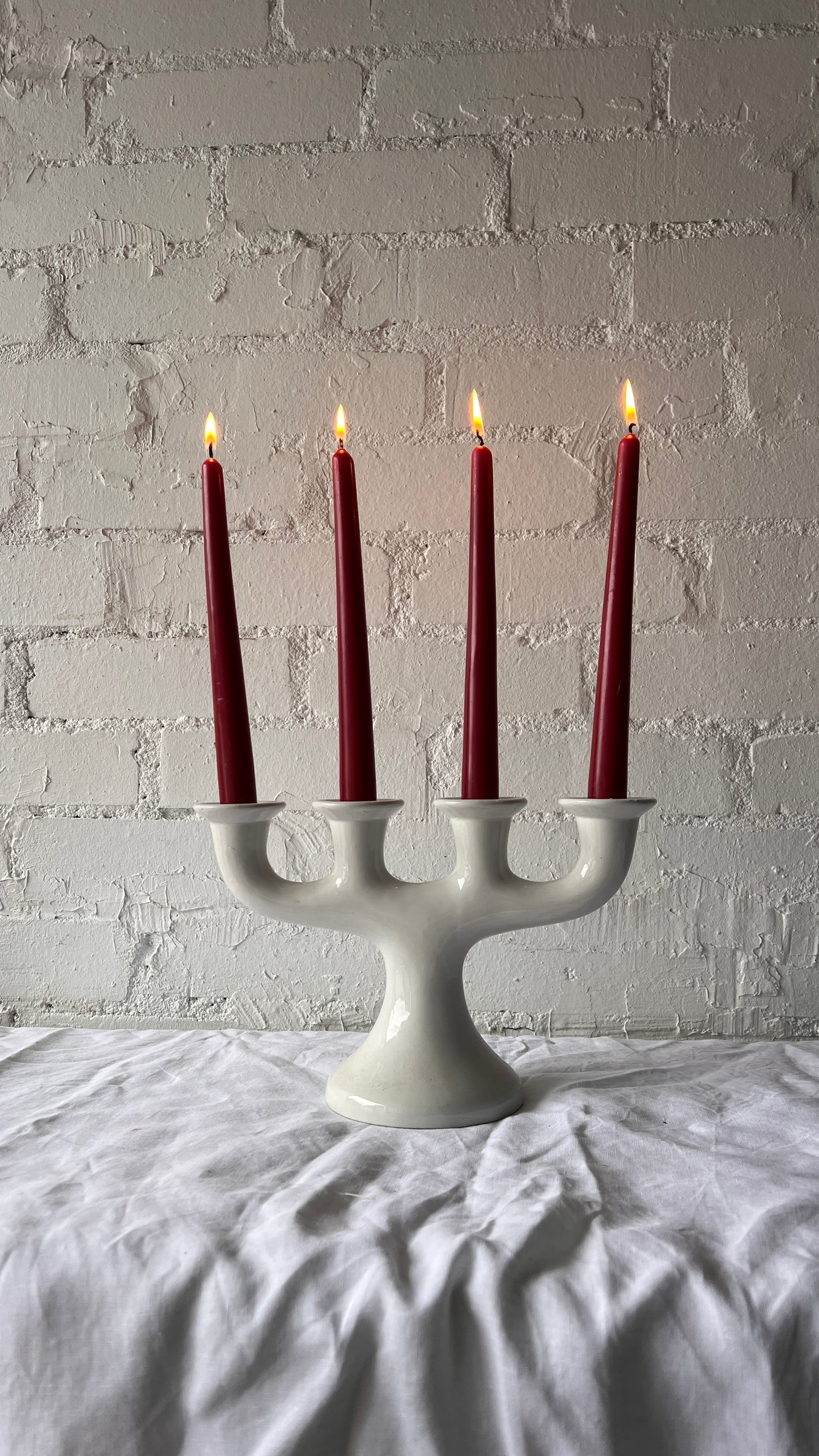 FOUR ARM CERAMIC CANDELABRA