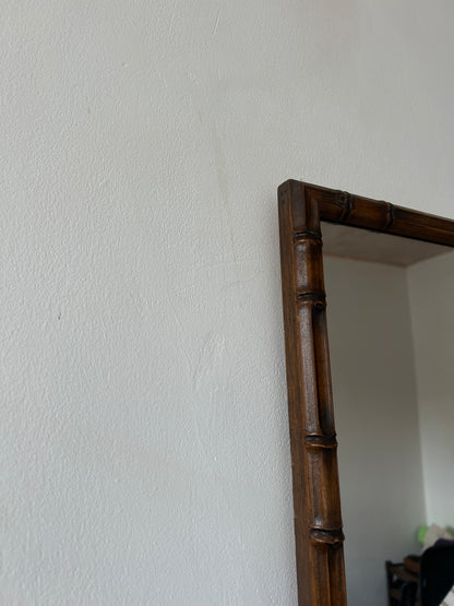 SQUARE WOODEN BAMBOO FRAMED MIRROR
