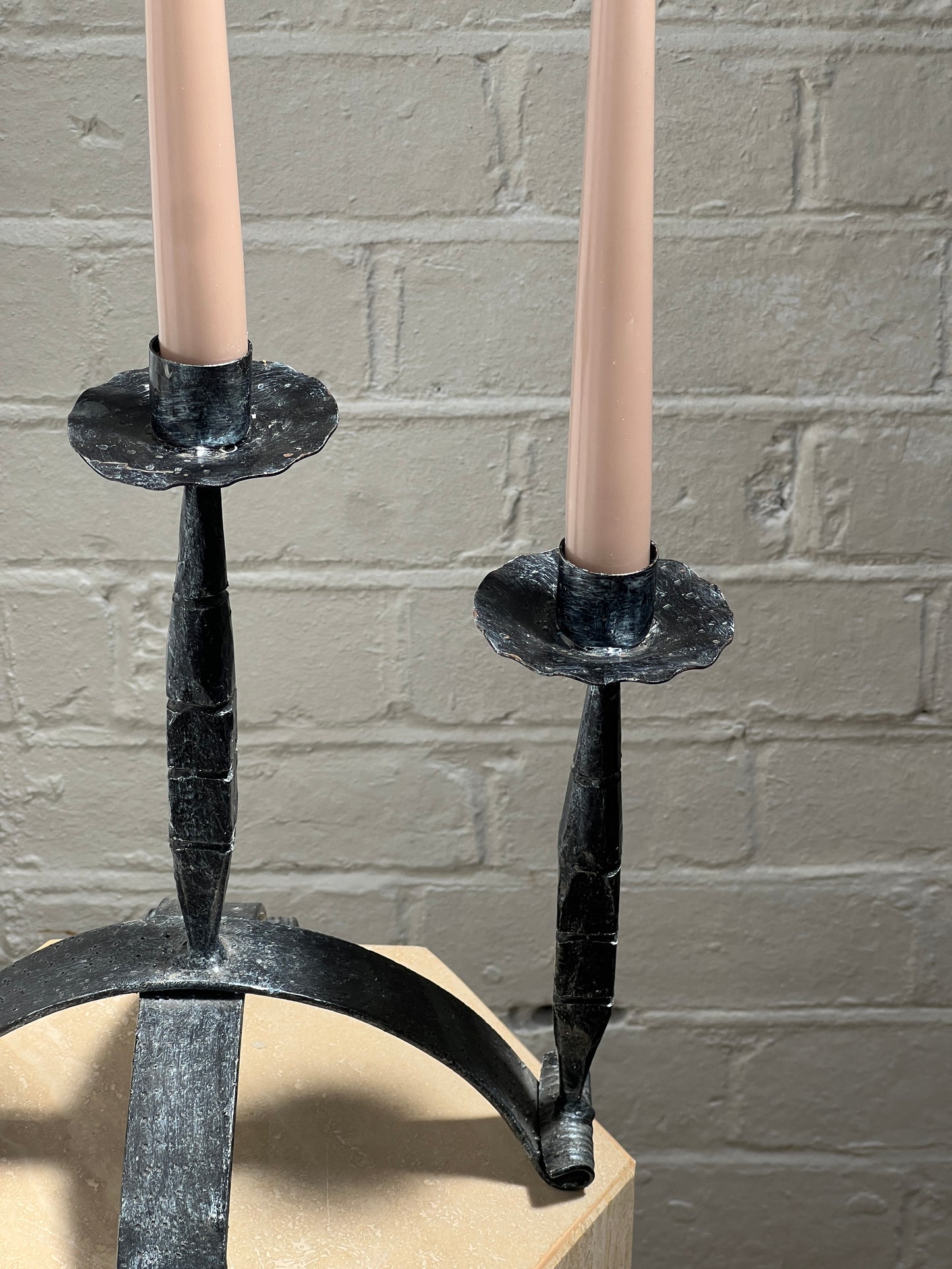 THREE ARM IRON CANDELABRA