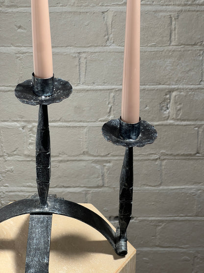 THREE ARM IRON CANDELABRA