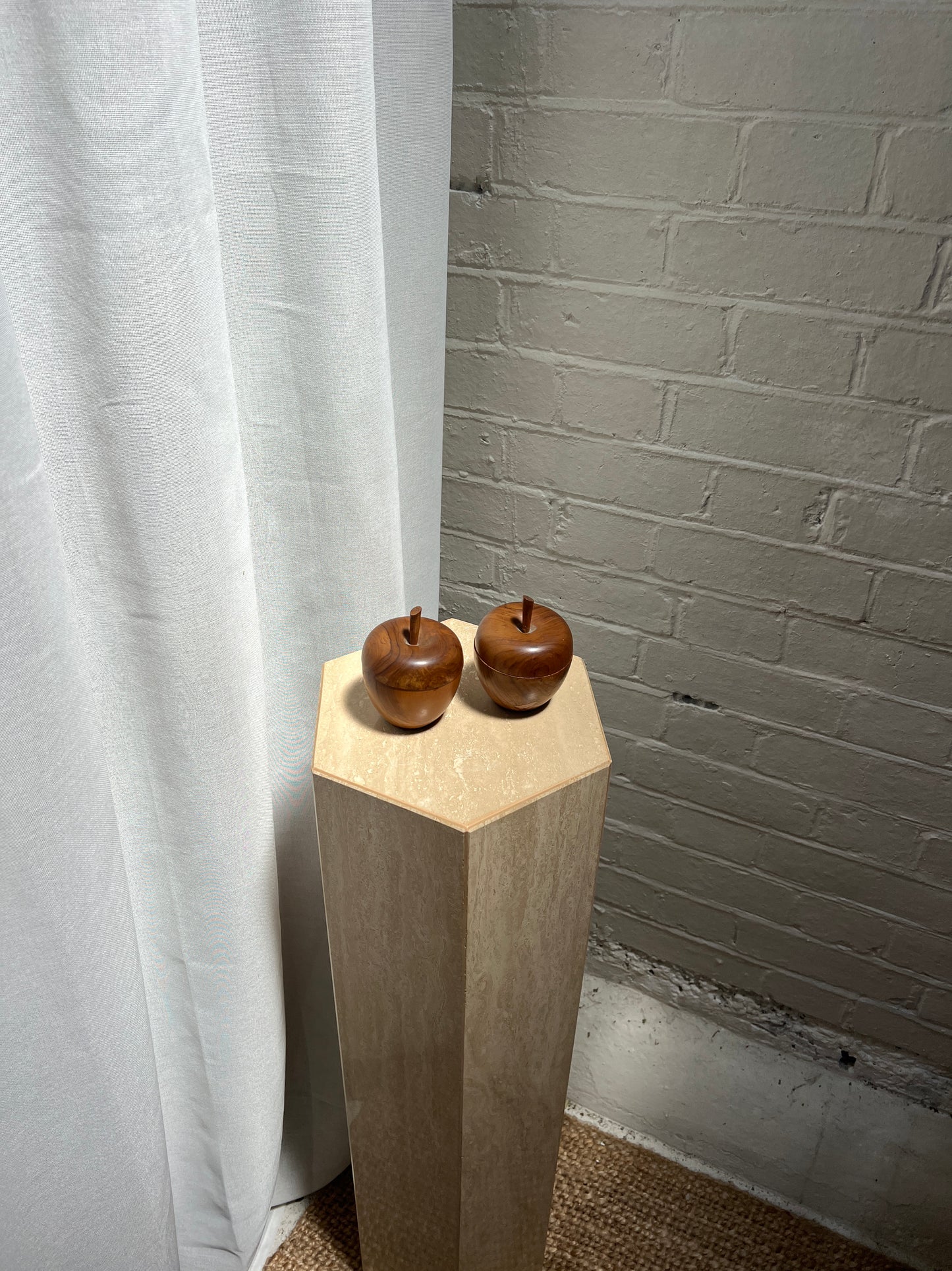 PAIR OF WOODEN APPLES