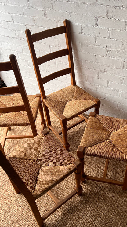 SET OF FOUR RUSH LADDER CHAIRS
