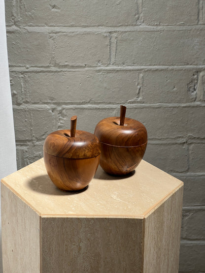 PAIR OF WOODEN APPLES