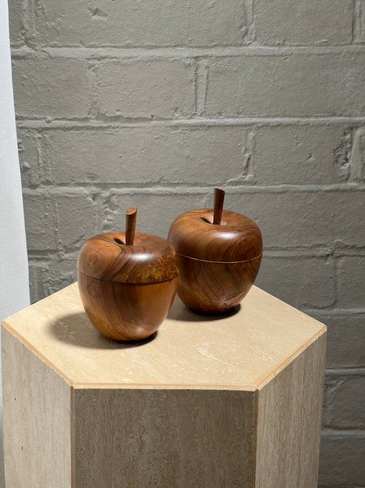 PAIR OF WOODEN APPLES