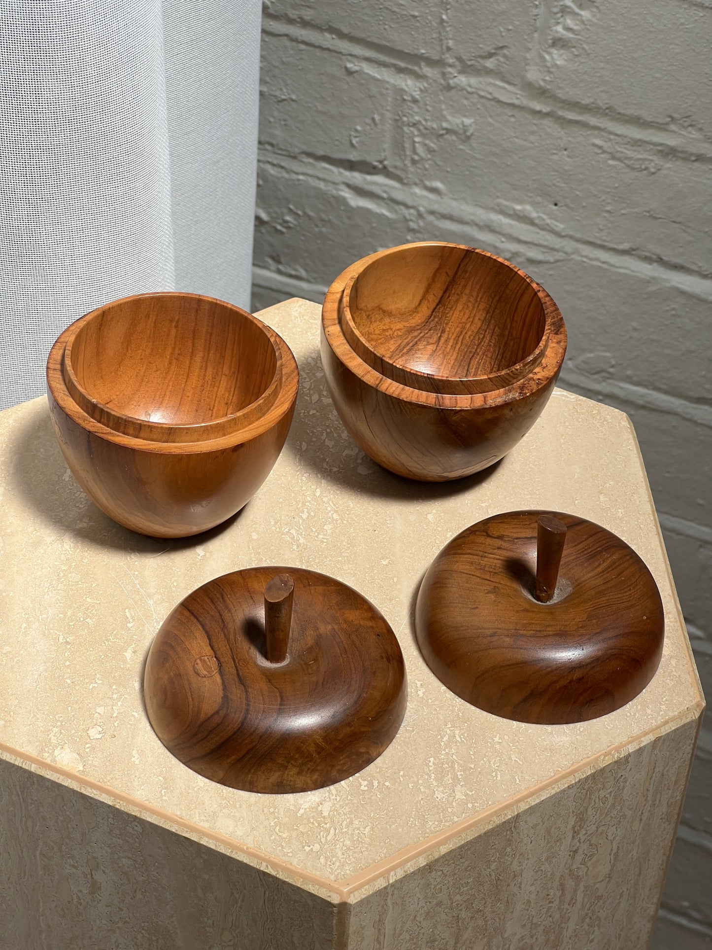 PAIR OF WOODEN APPLES
