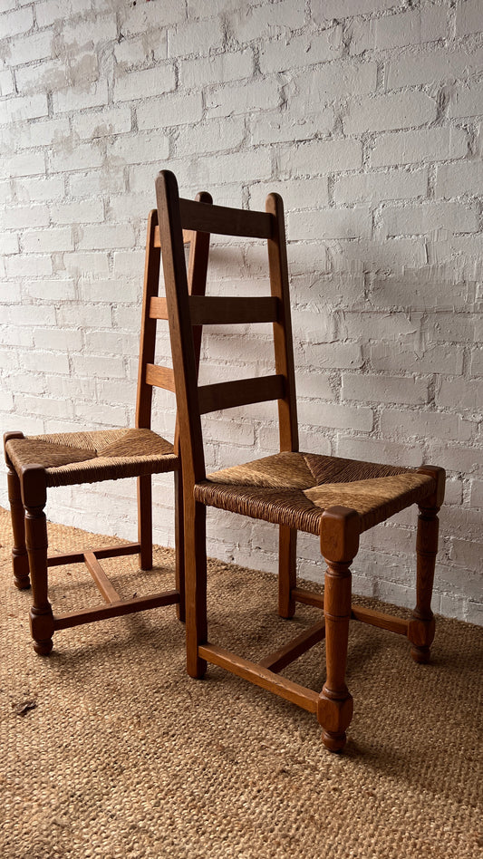SET OF FOUR RUSH LADDER CHAIRS