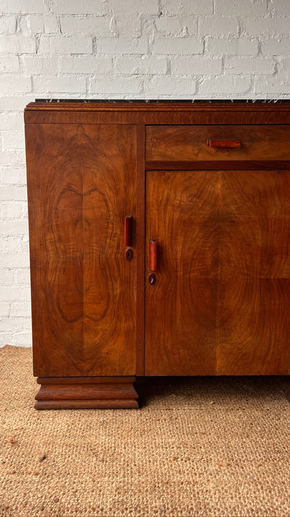 ANTIQUE ART DECO WALNUT SIDEBOARD