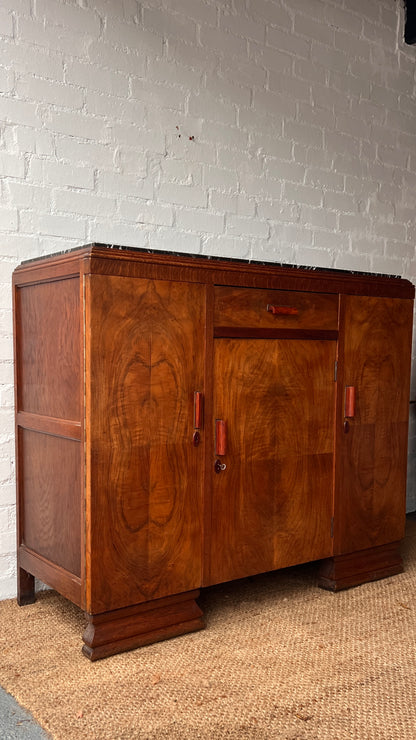 ANTIQUE ART DECO WALNUT SIDEBOARD