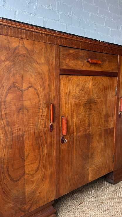 ANTIQUE ART DECO WALNUT SIDEBOARD