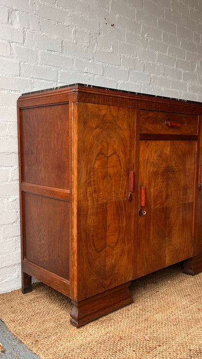 ANTIQUE ART DECO WALNUT SIDEBOARD