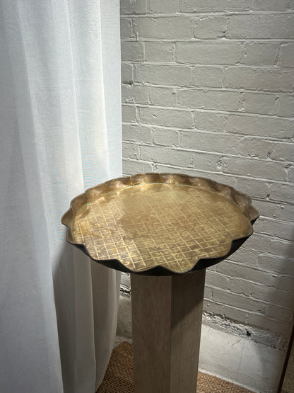 LARGE WAVY EDGE BRASS TRAY