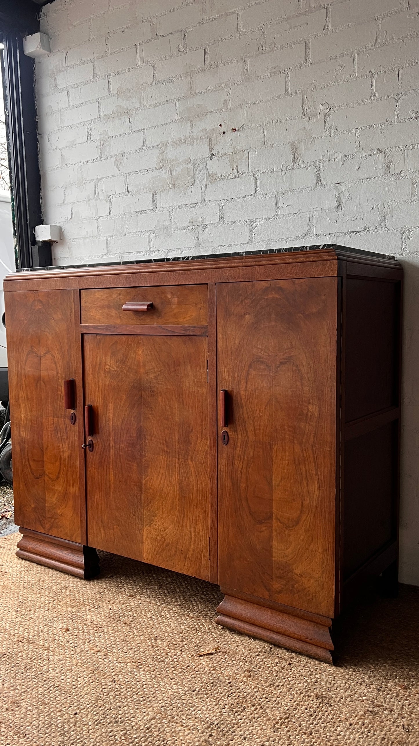 ANTIQUE ART DECO WALNUT SIDEBOARD