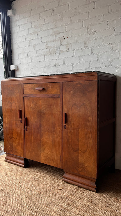 ANTIQUE ART DECO WALNUT SIDEBOARD
