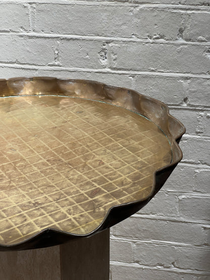 LARGE WAVY EDGE BRASS TRAY