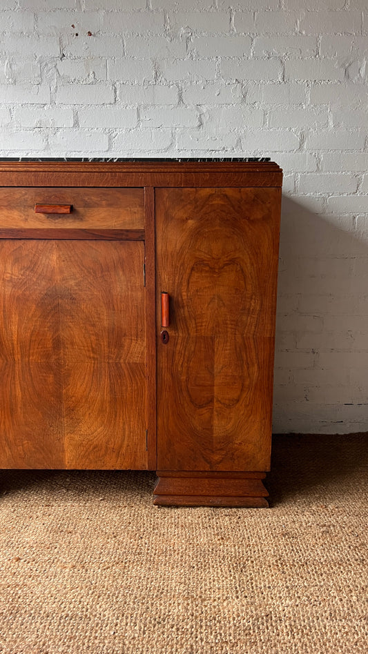 ANTIQUE ART DECO WALNUT SIDEBOARD
