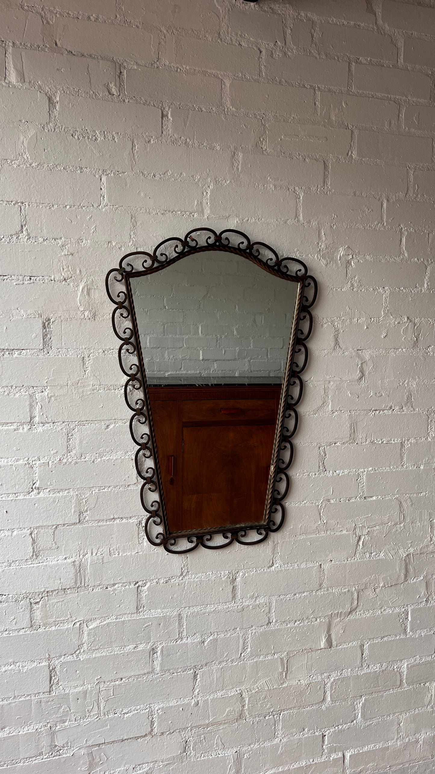 ORNATE WROUGHT IRON MIRROR