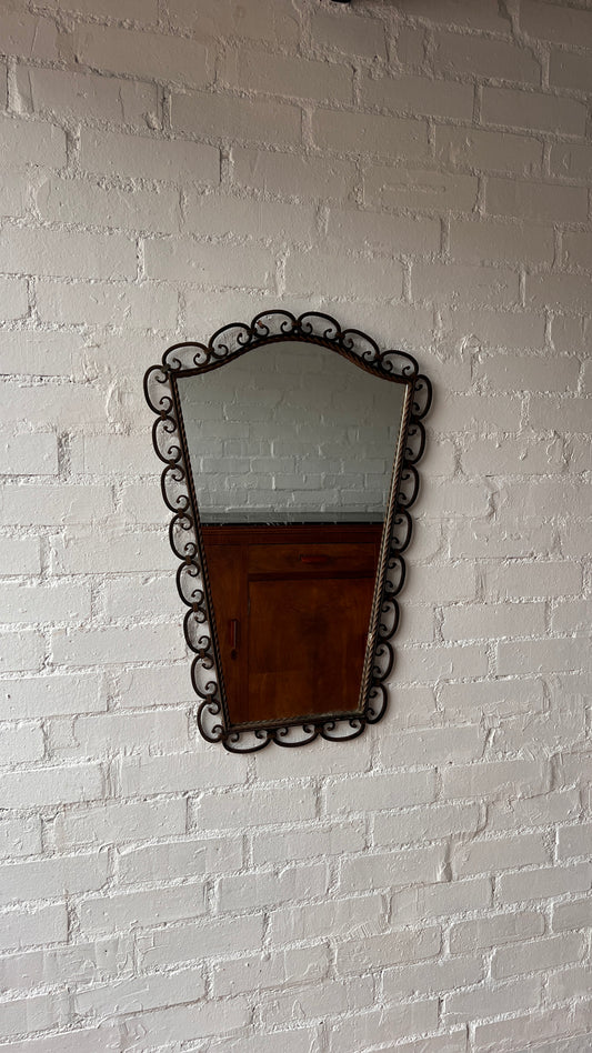 ORNATE WROUGHT IRON MIRROR