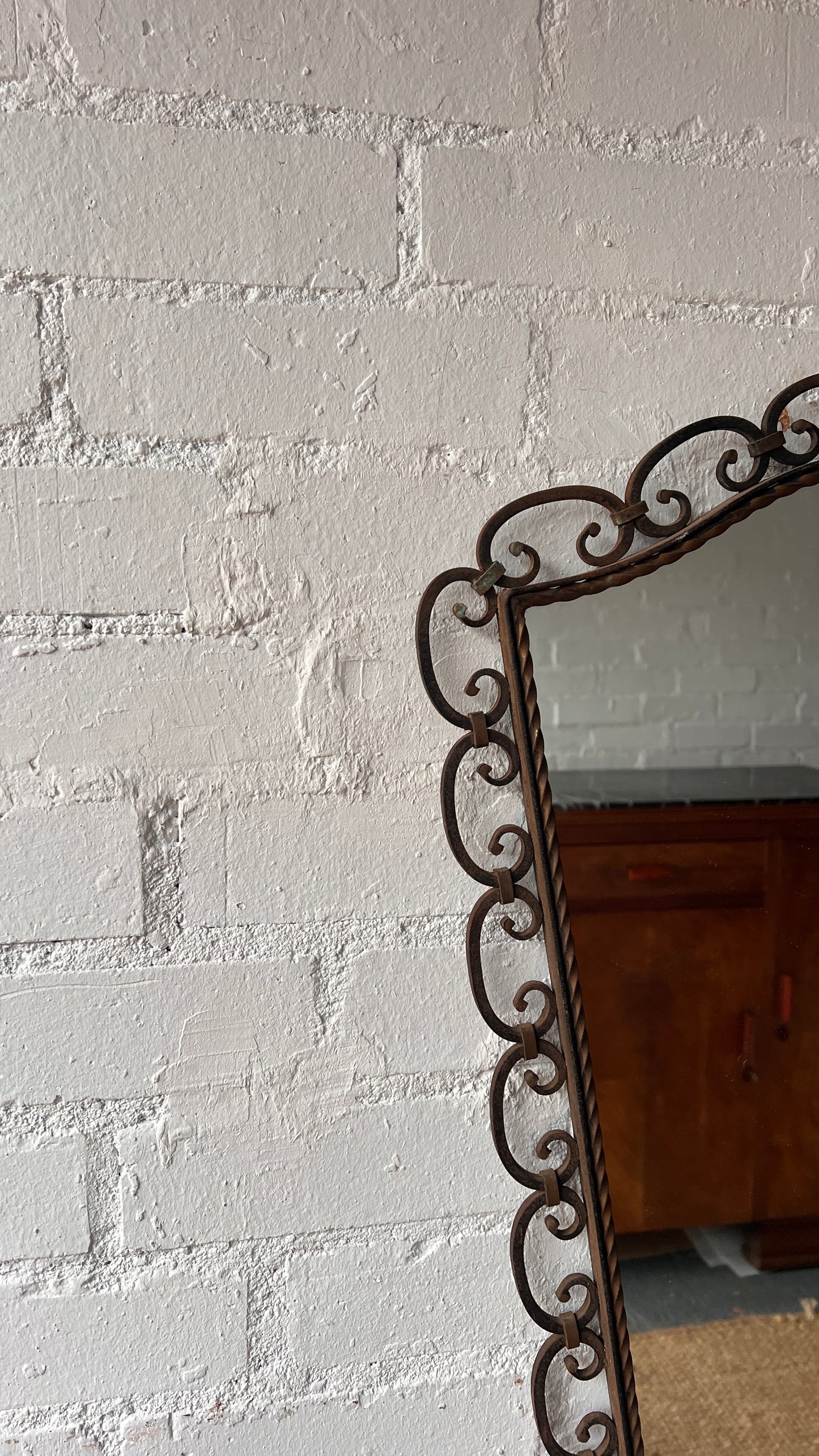 ORNATE WROUGHT IRON MIRROR