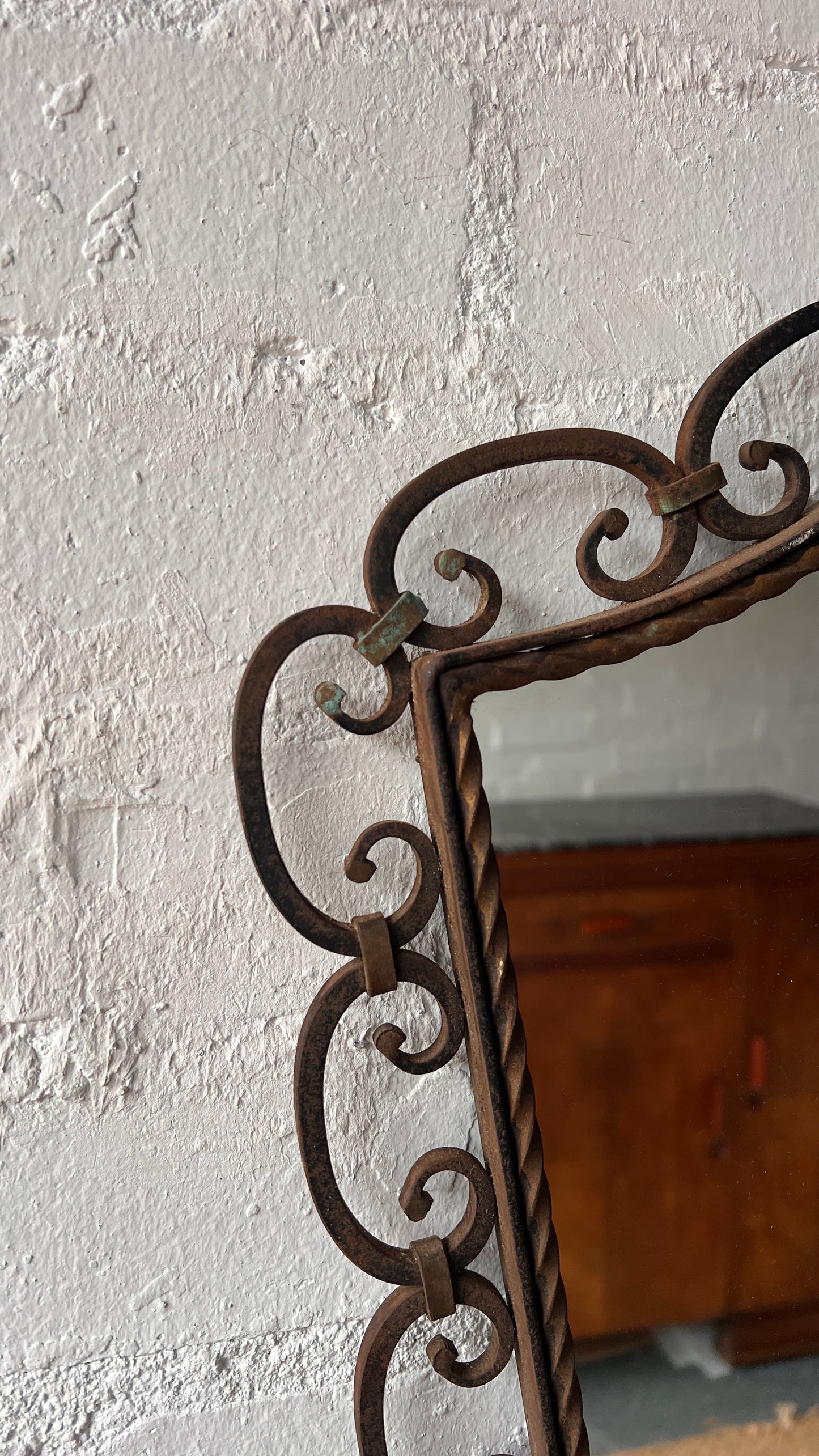 ORNATE WROUGHT IRON MIRROR