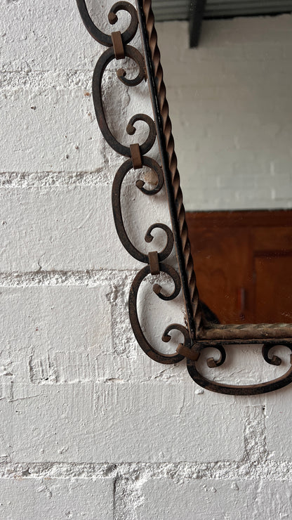 ORNATE WROUGHT IRON MIRROR