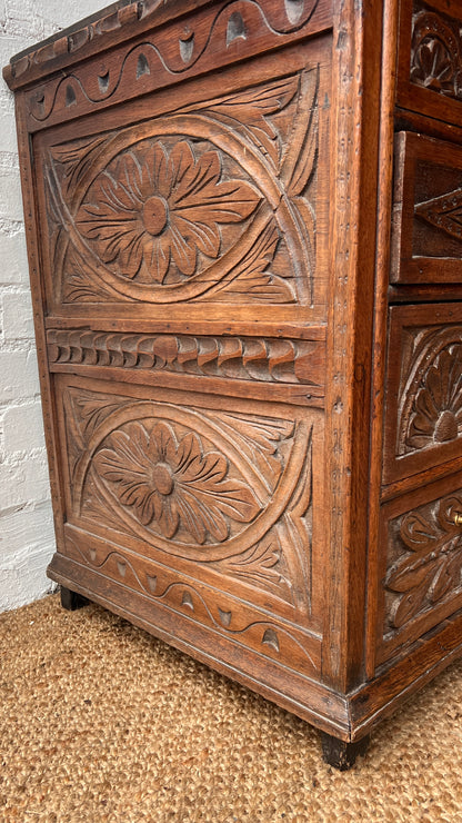 ANTIQUE CARVED CHEST OF DRAWERS