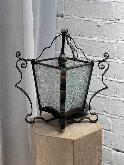 GLASS WROUGHT IRON LANTERN