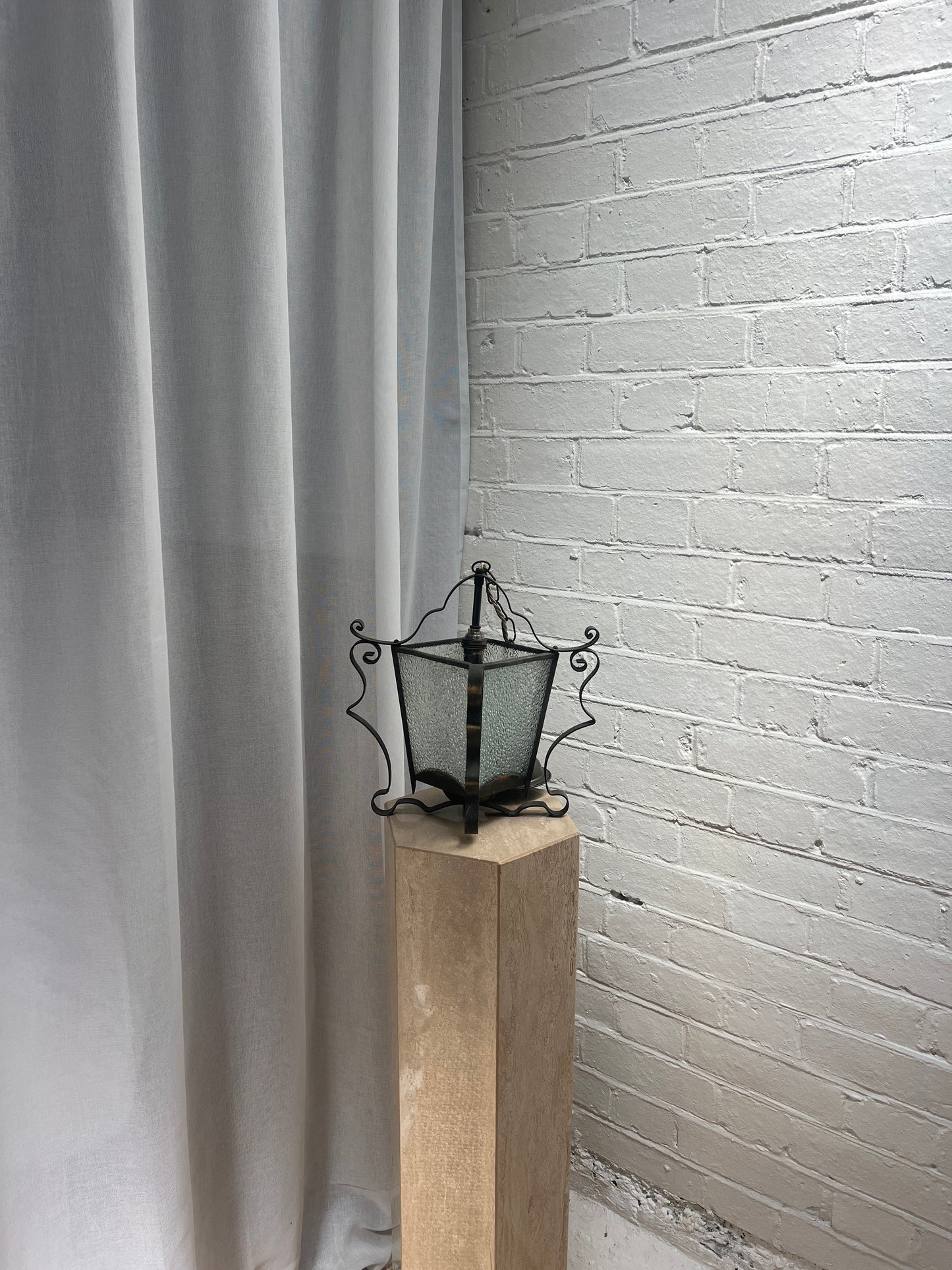 GLASS WROUGHT IRON LANTERN
